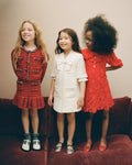 Cream Boucle And Chiffon Mini Dress