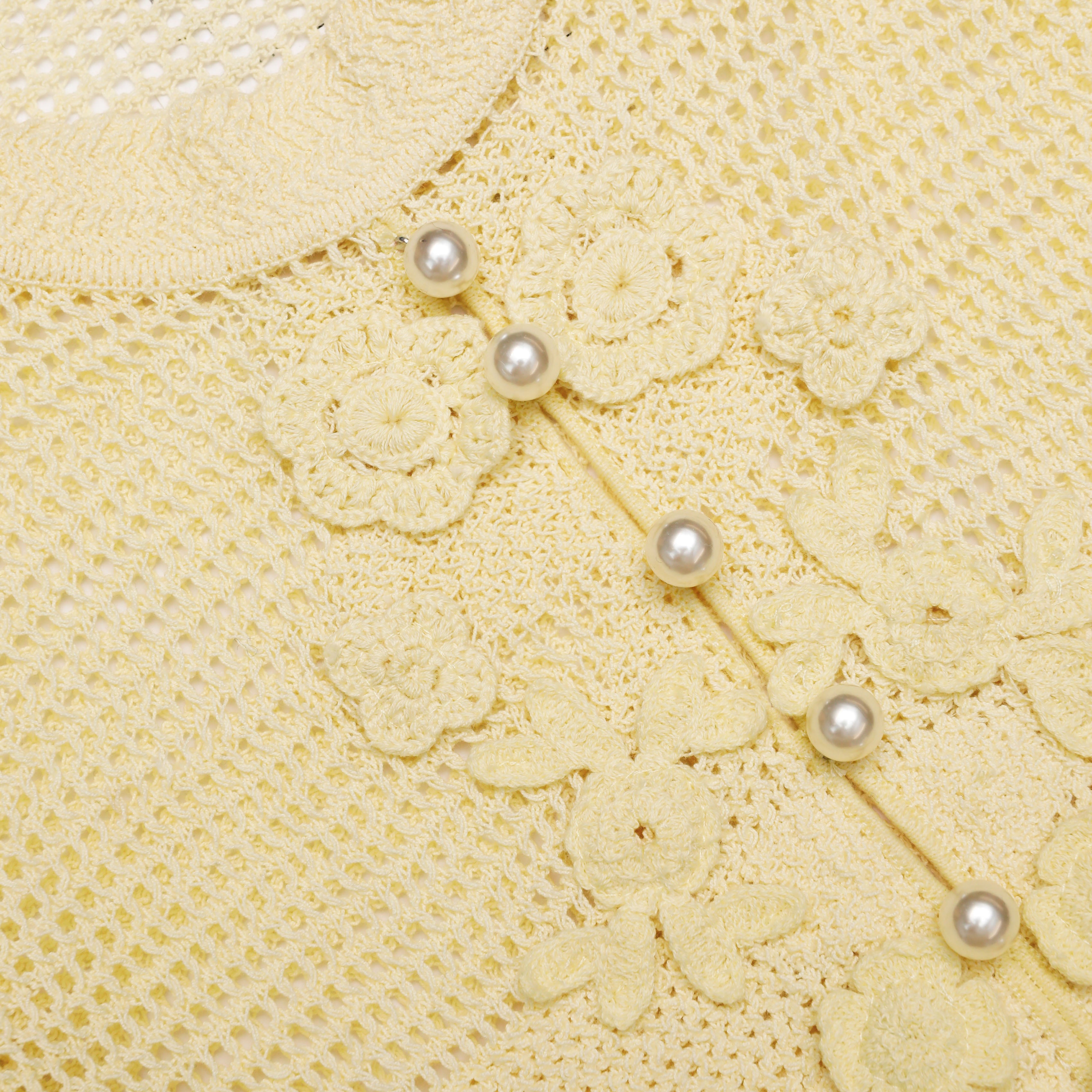 Yellow Floral Crochet Midi Dress