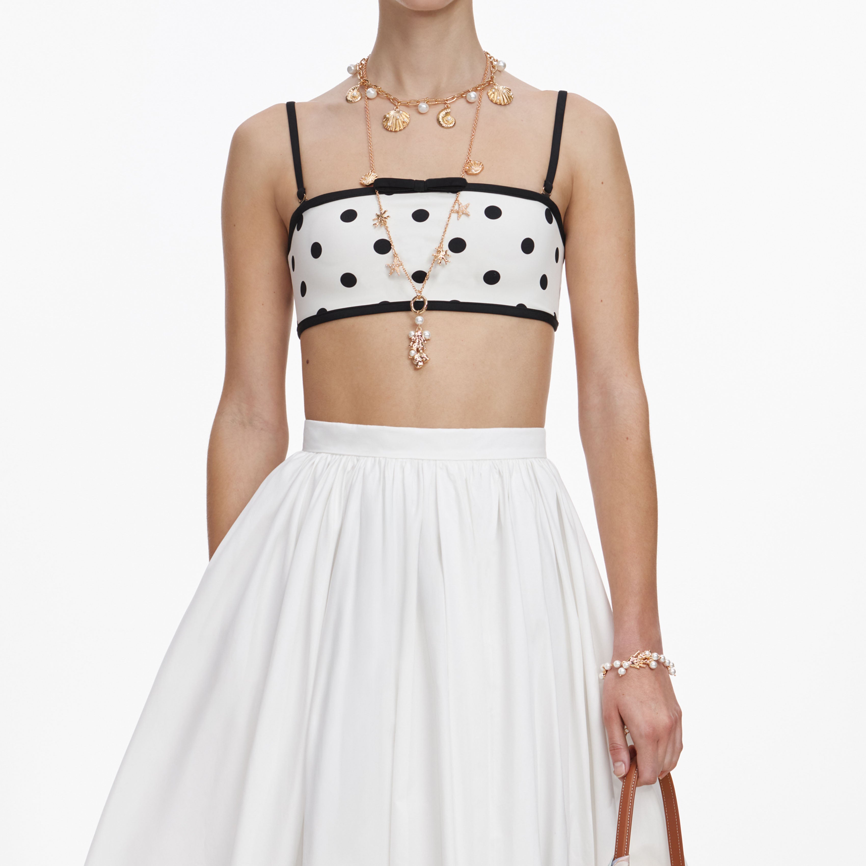 White Polka Dot Bikini Top