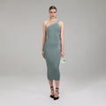 Pale Green One Shoulder Ribbed Knit Dress