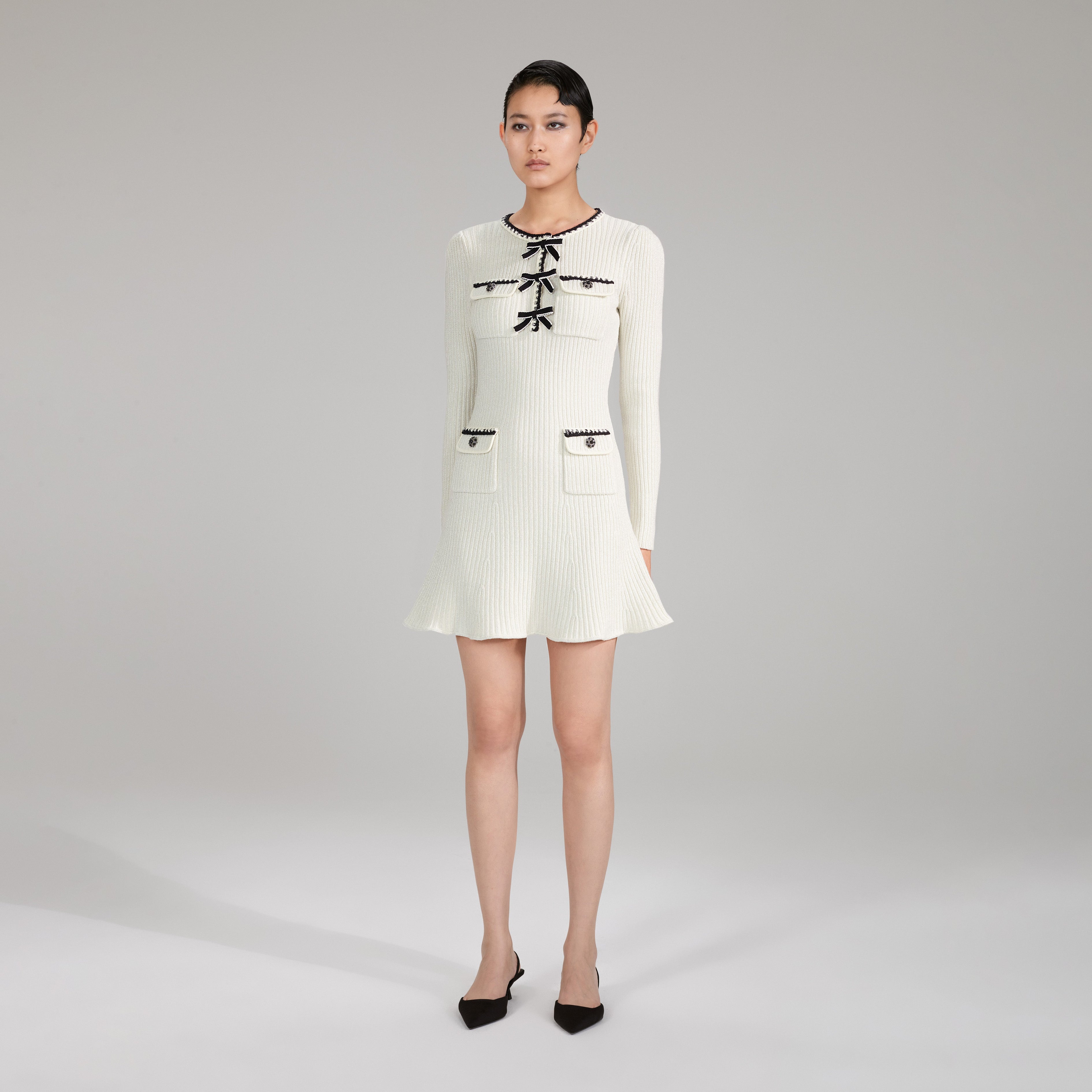 Melange Long Sleeve Knit Mini Dress