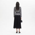 Black Check Boucle Chiffon Midi Dress