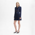 Navy Knit Collar Mini Dress