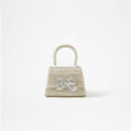 Cream Rhinestone Bow Micro Bag