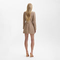 Gold Tinsel Boucle Off Shoulder Mini Dress