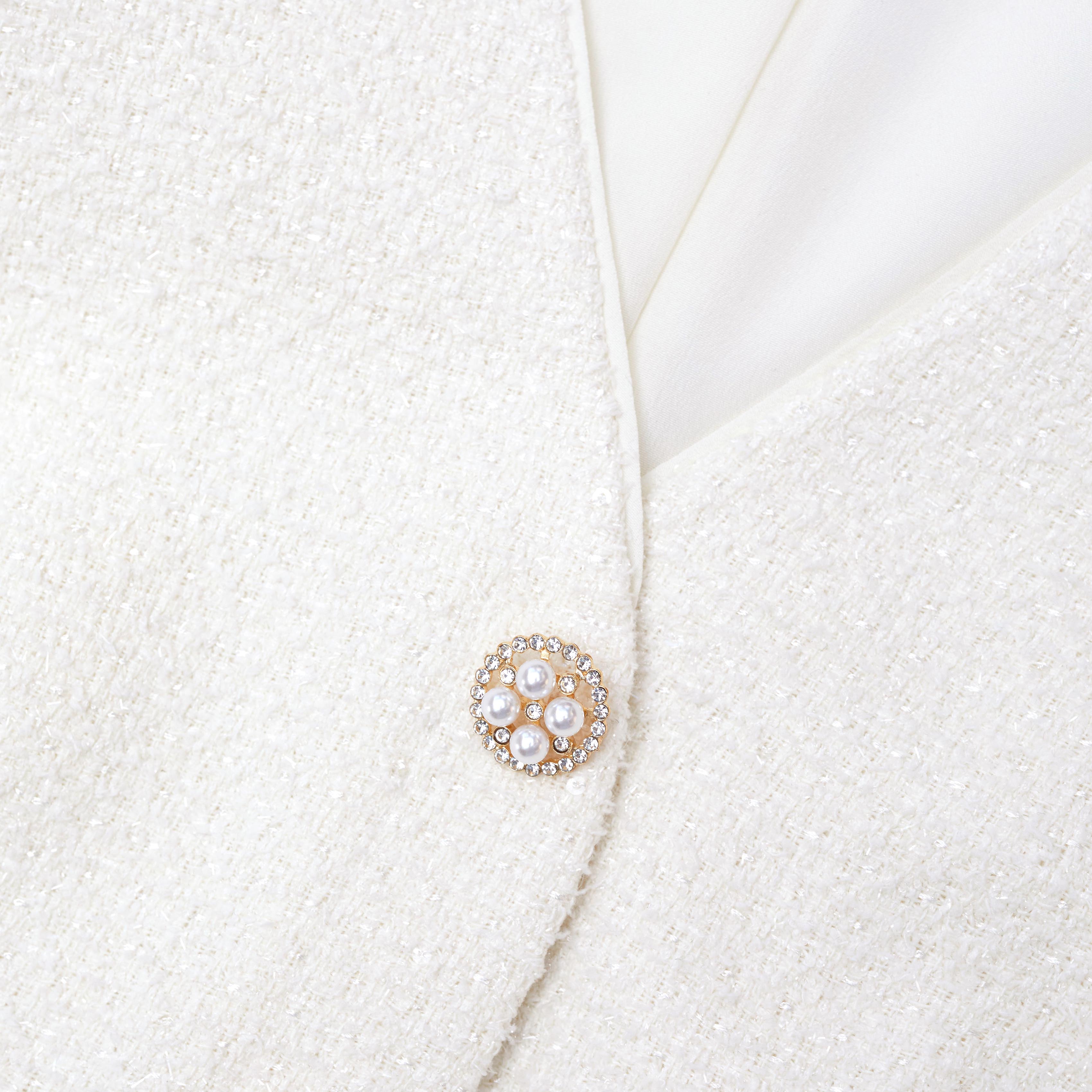 Cream Tinsel Boucle Midi Dress