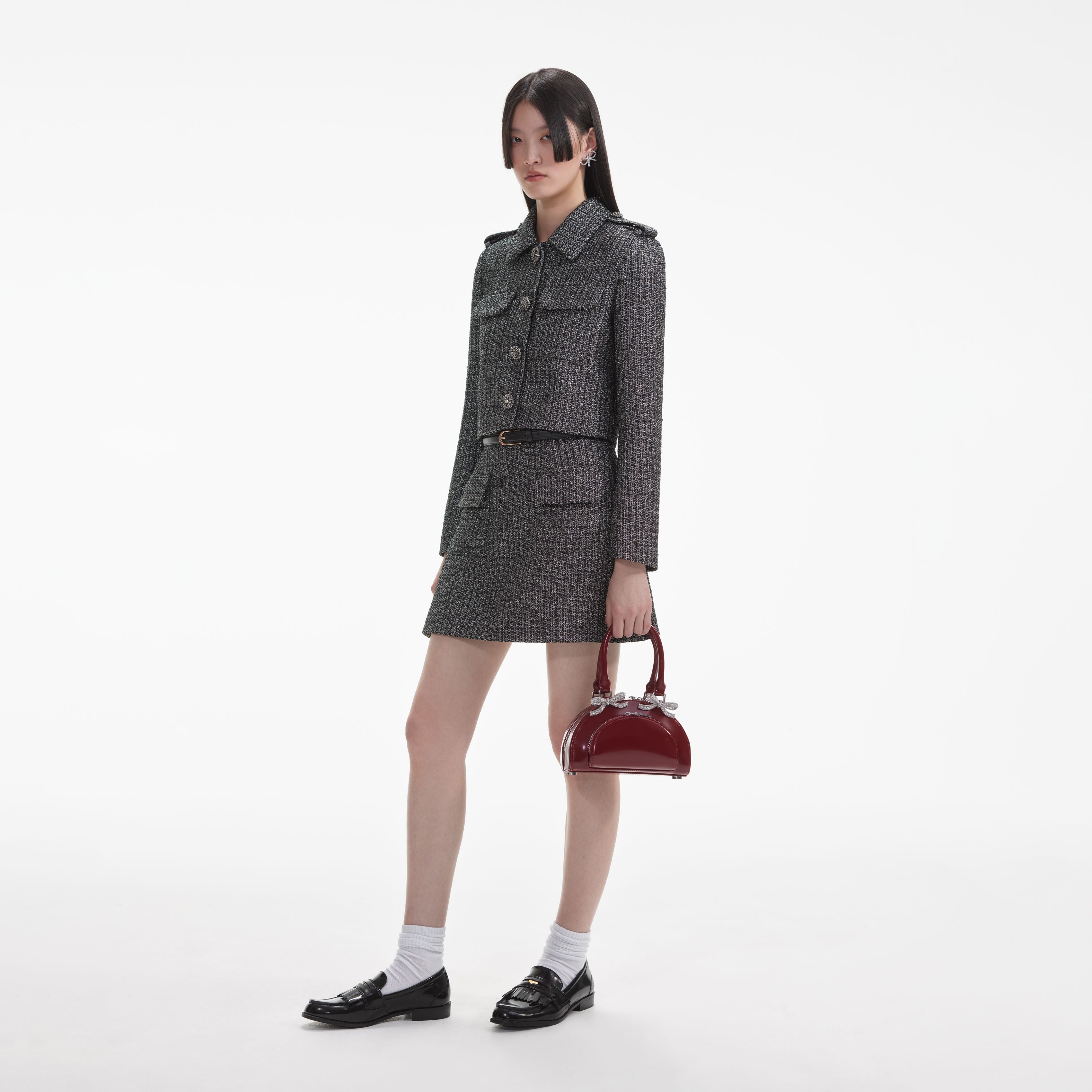 Metallic Boucle Mini Skirt