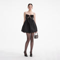 Black Taffeta Diamante Mini Dress