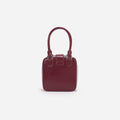 Burgundy Leather Square Mini Tote Bag