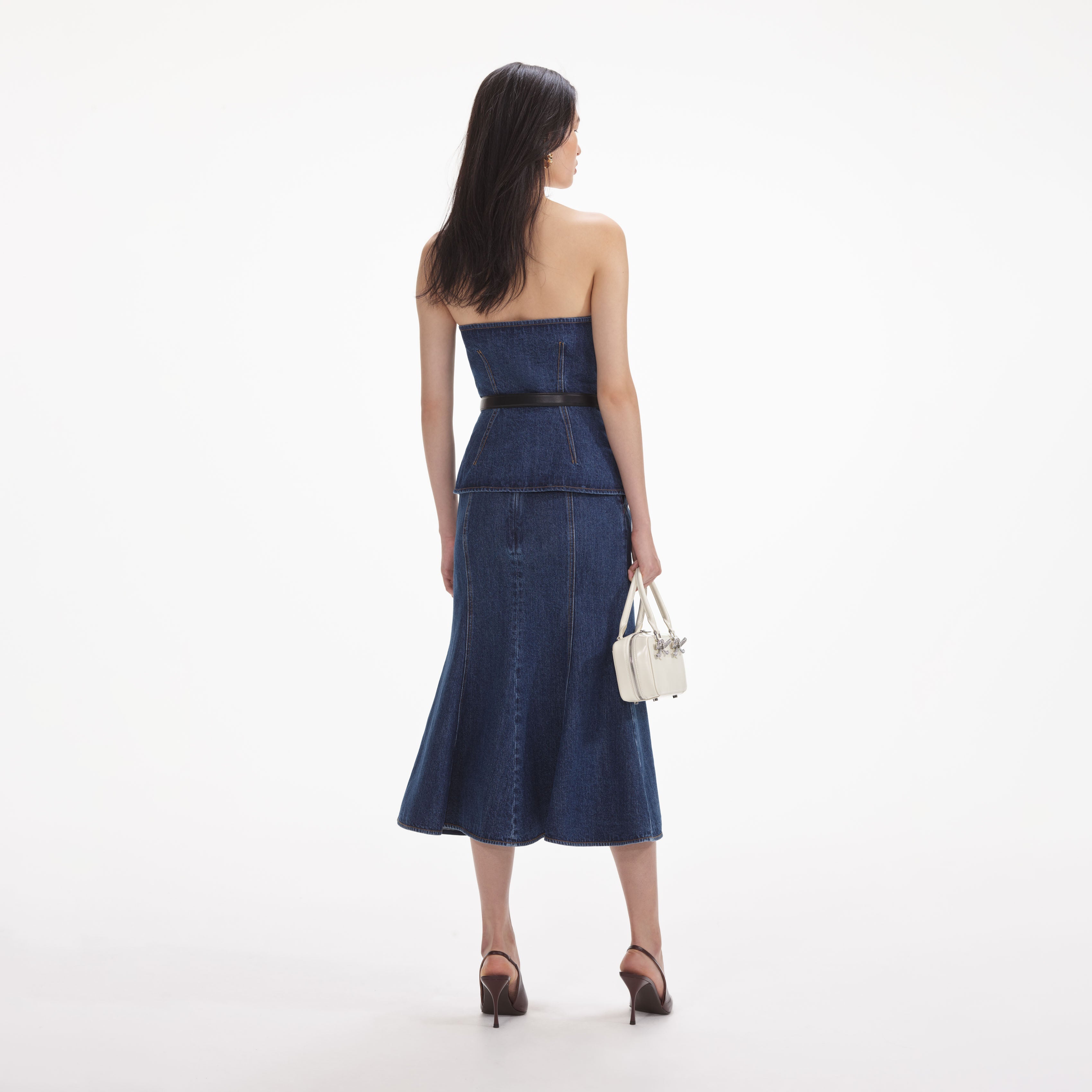 Denim Bandeau Midi Dress