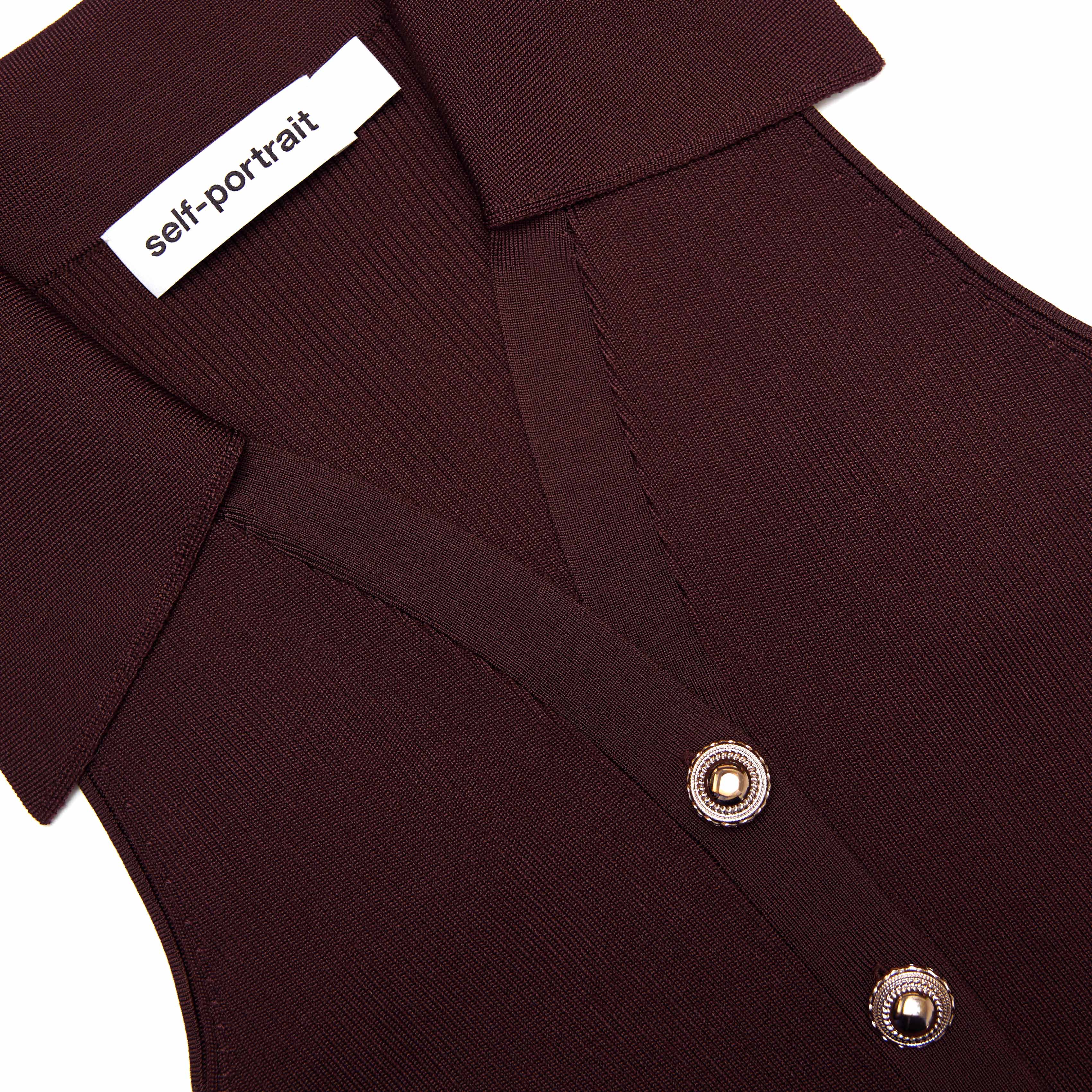 Brown Ribbed Knit Midi Dress