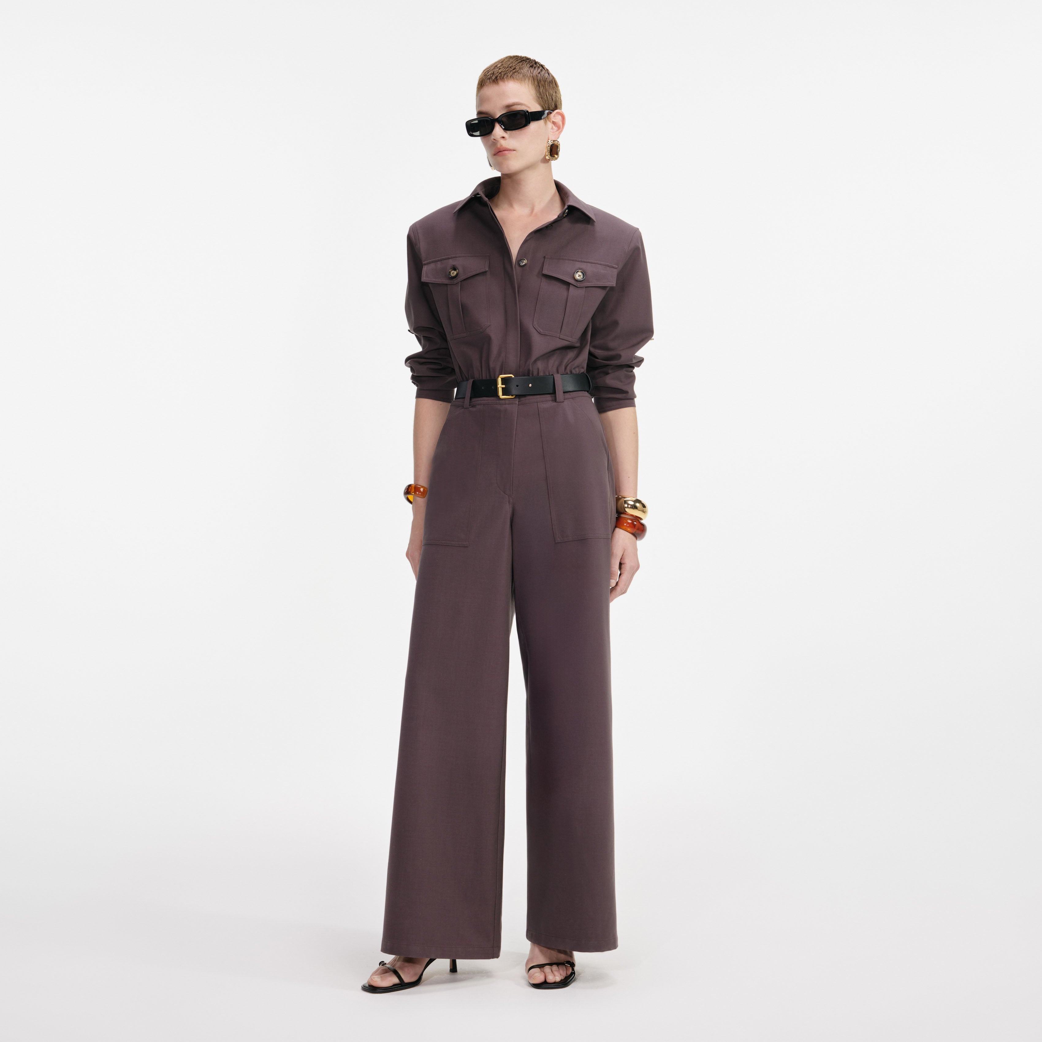 Brown Twill Jumpsuit