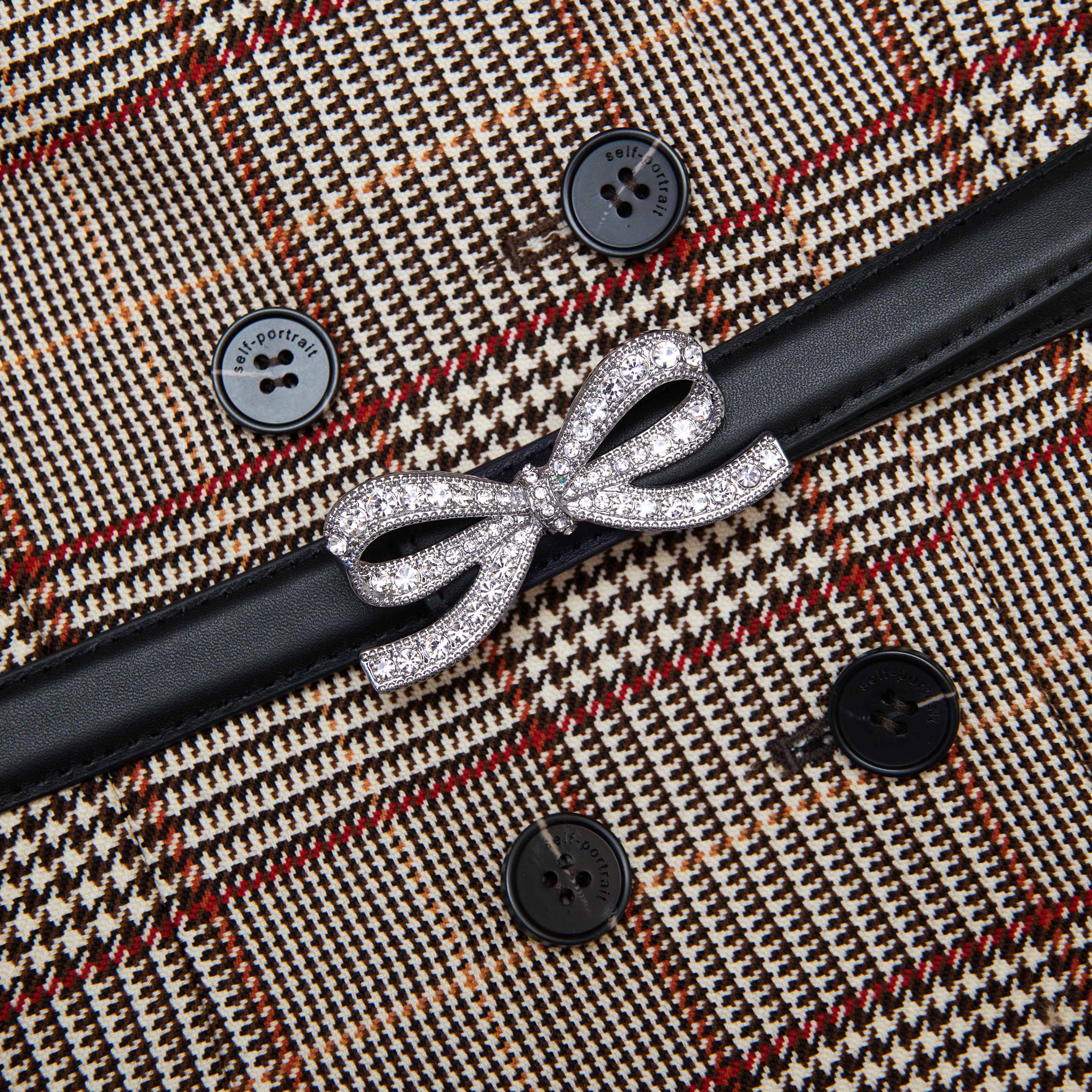 Brown Check Short Sleeve Mini Dress