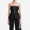 Black Taffeta Bandeau Jumpsuit