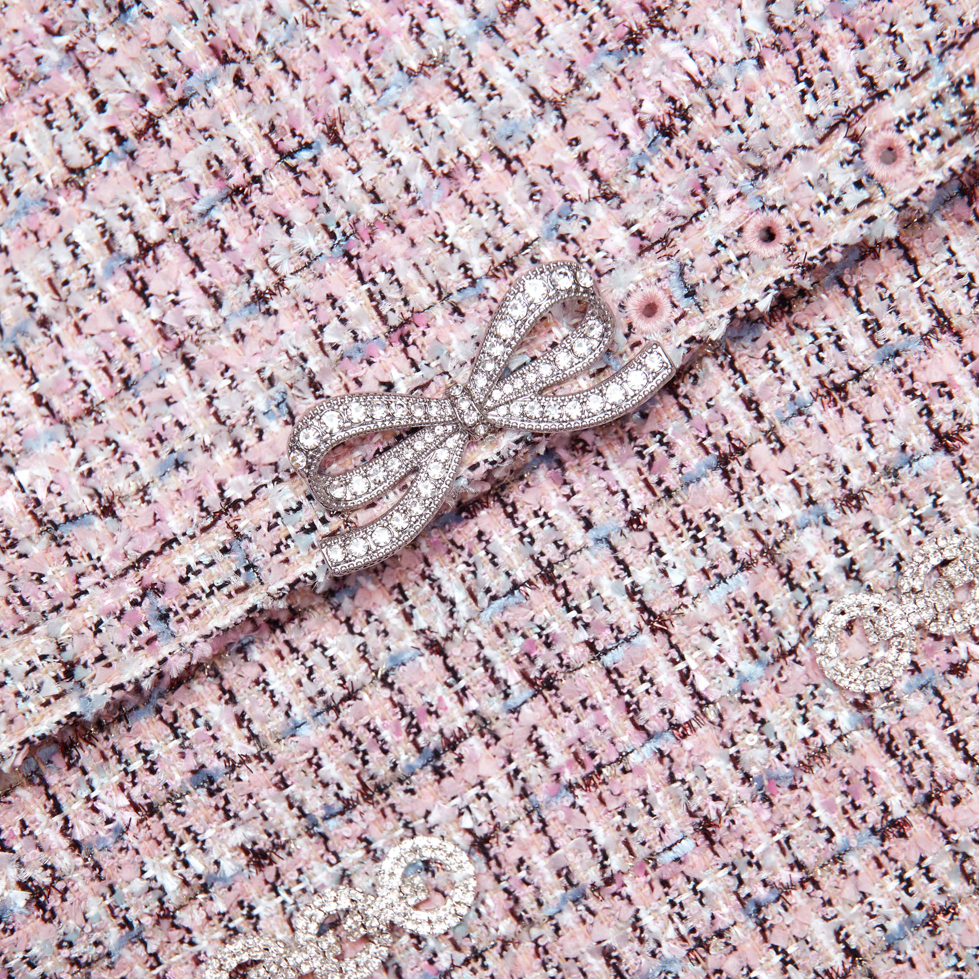 Pink Boucle Chiffon Mini Dress