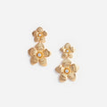 Gold Flower Tiered Earrings