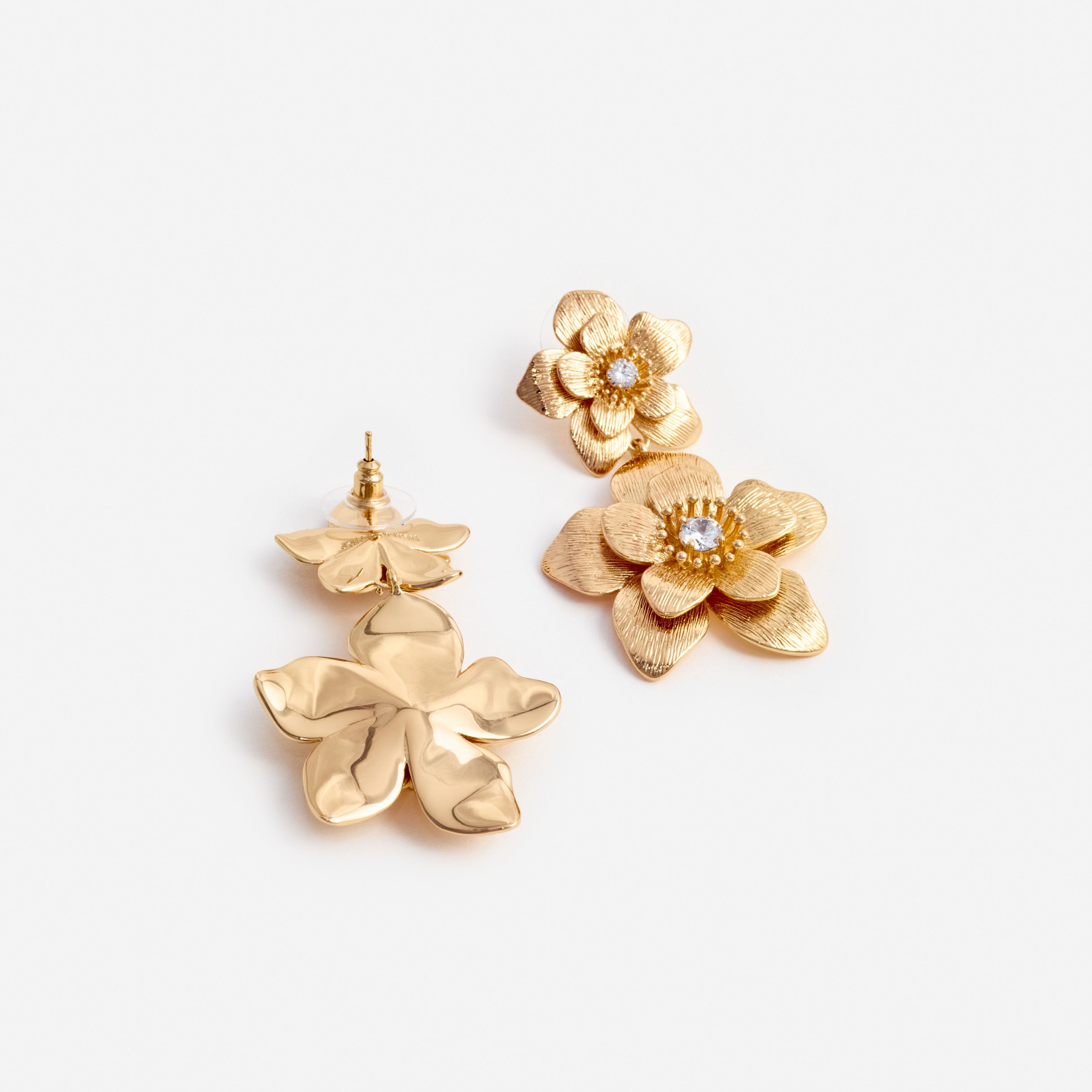 Gold Flower Tiered Earrings