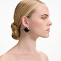 Black Enamel Gold Square Earrings