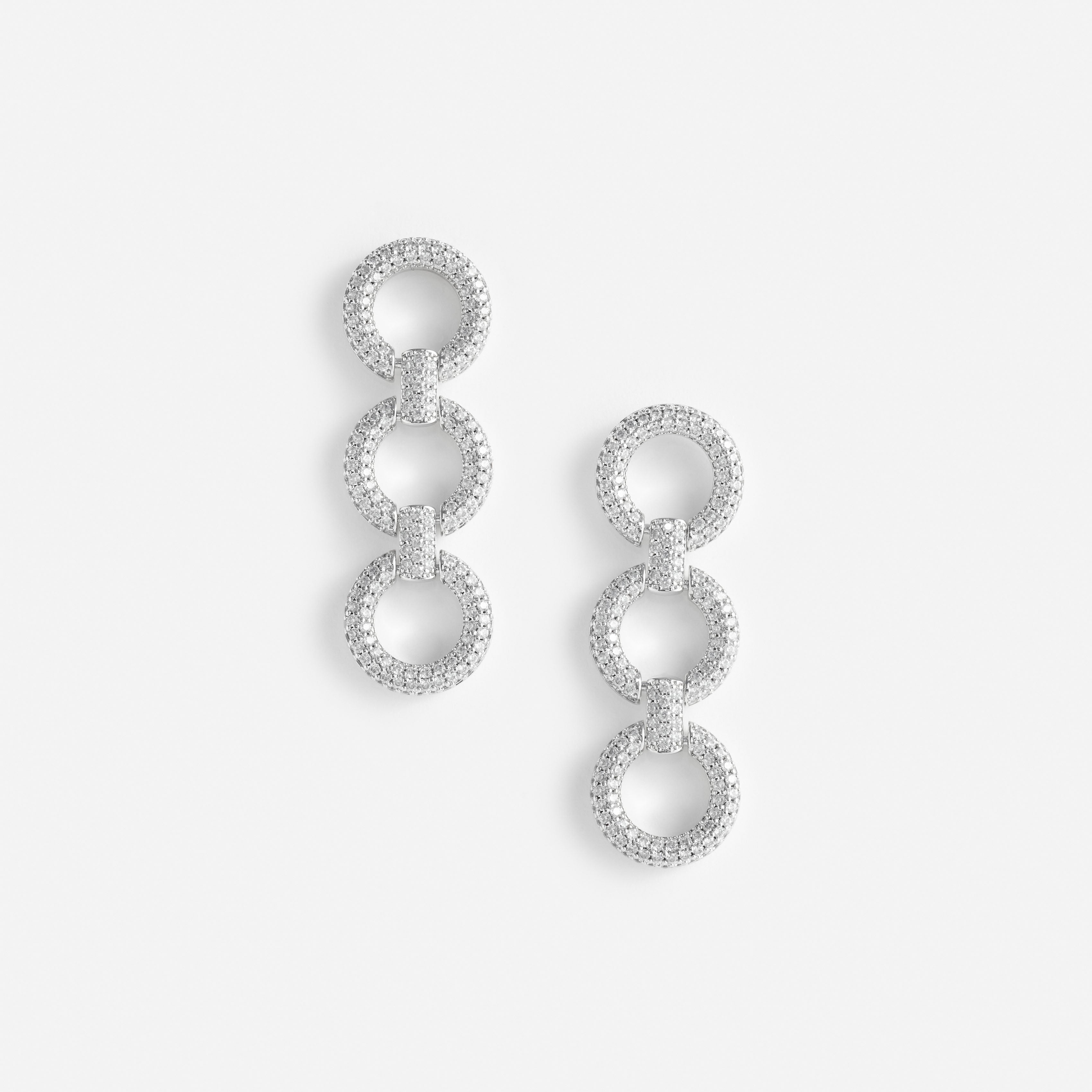 Crystal Link Three Tiered Earrings