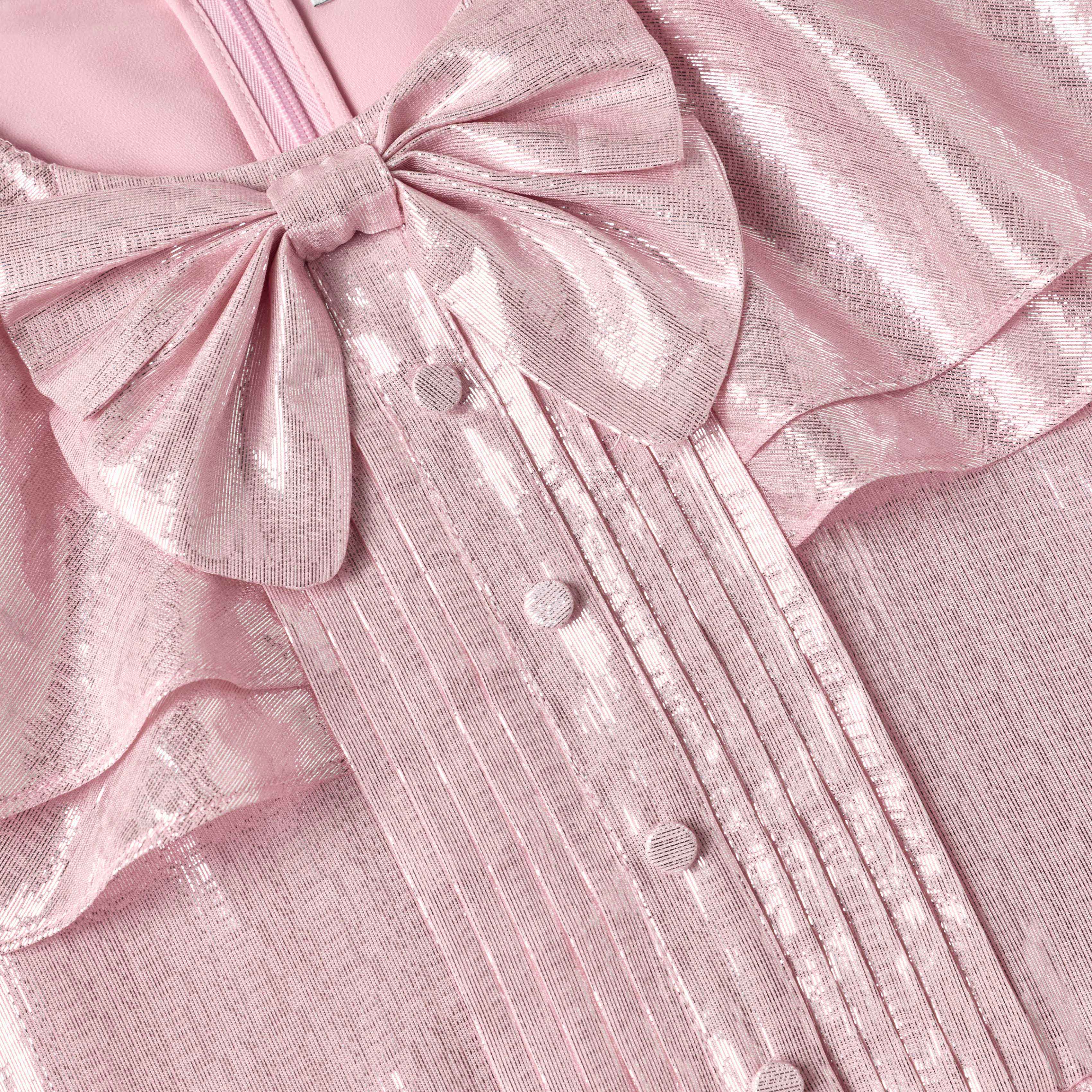 Pink Metallic Tiered Dress