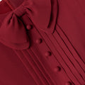 Burgundy Chiffon Long Sleeve Dress
