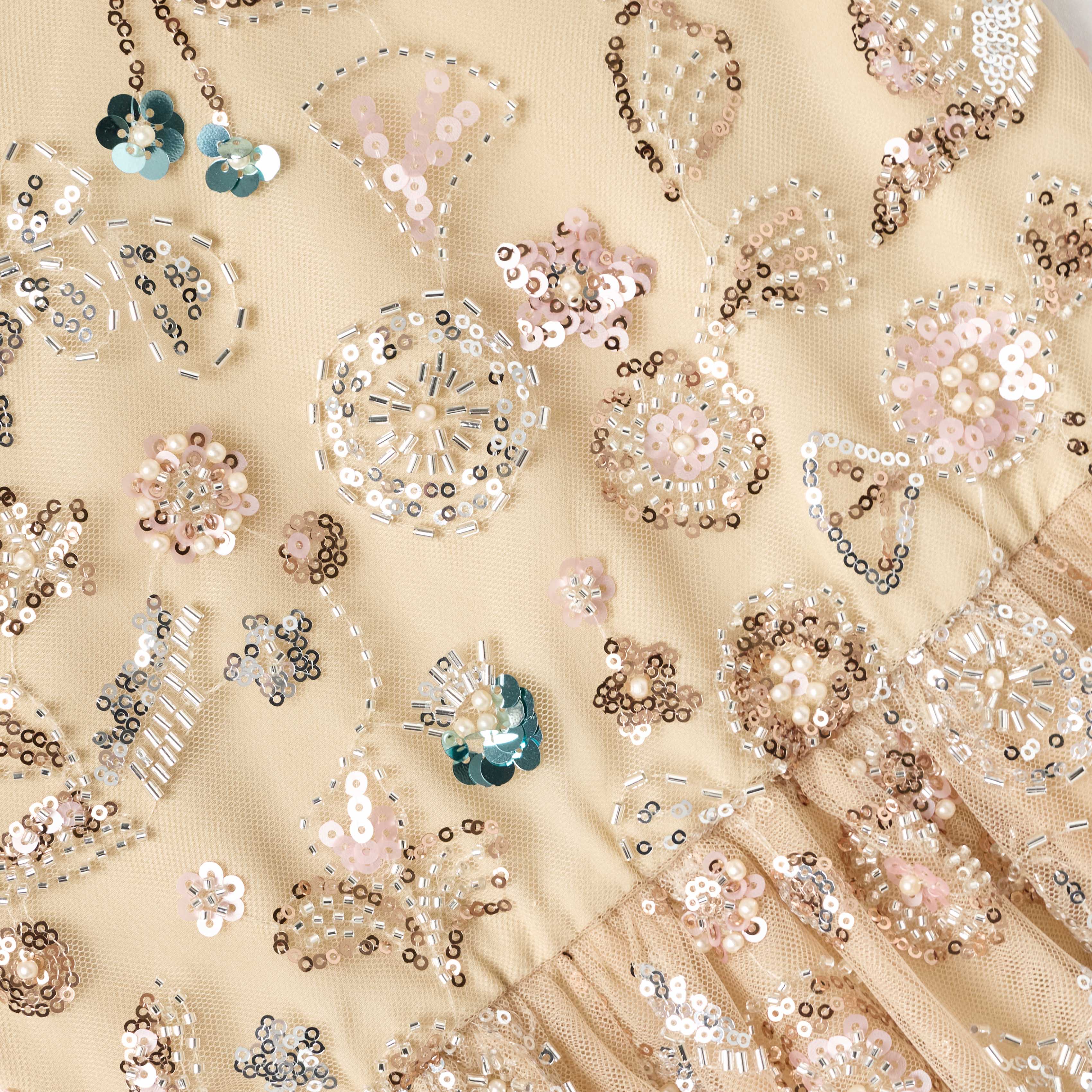 Champagne Sequin Embroidered Dress