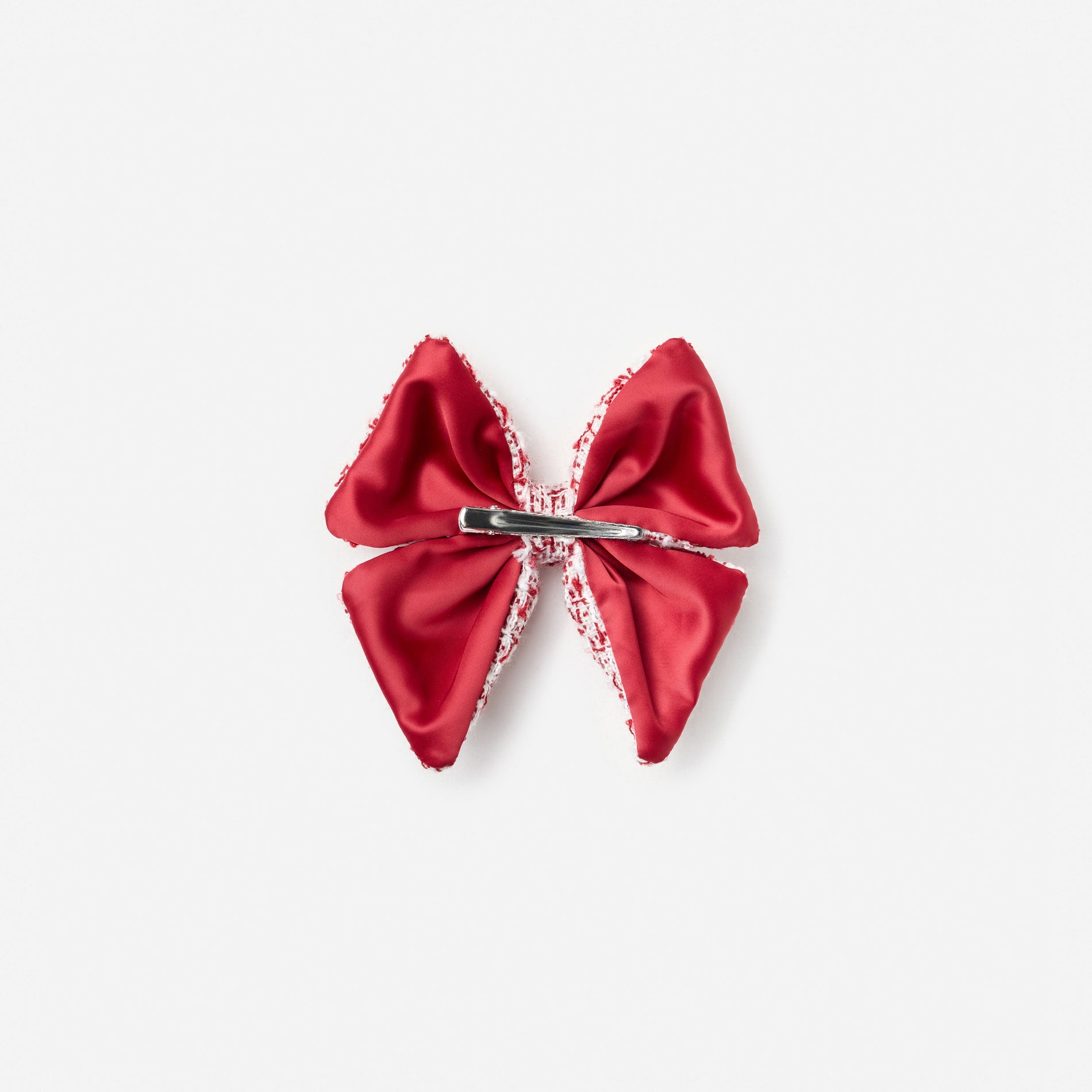 Burgundy Polka Dot Boucle Hair Bow