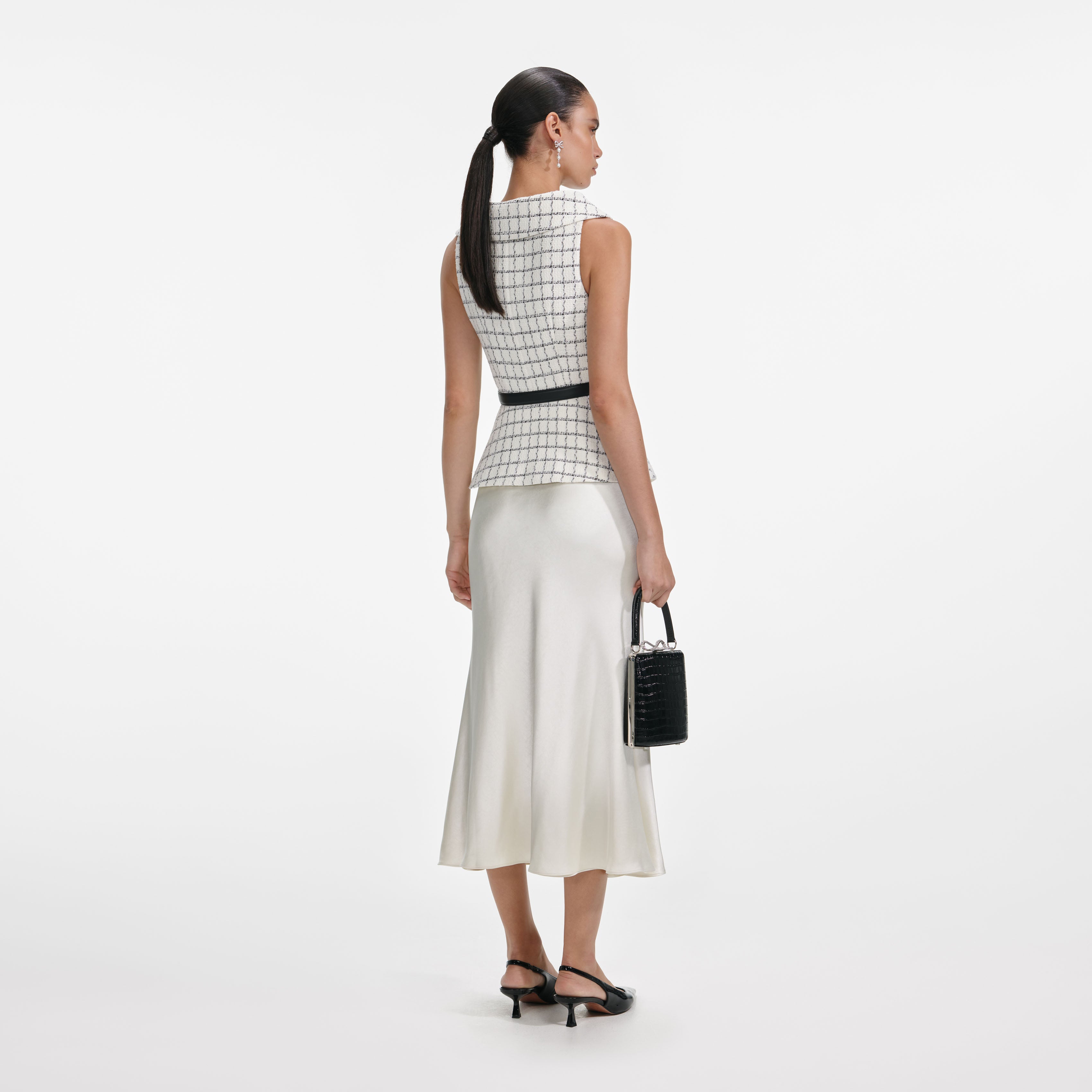 Check Boucle Midi Dress