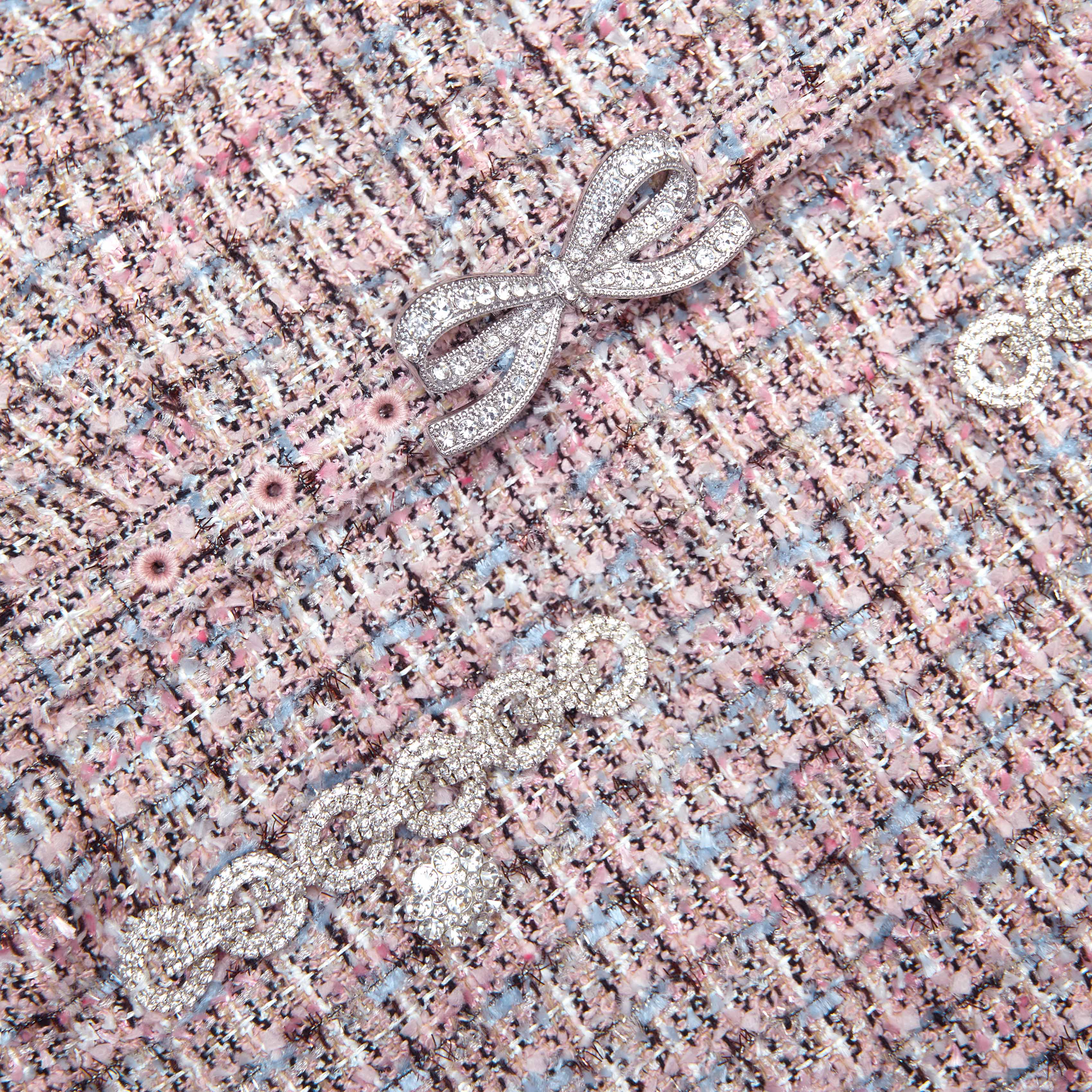 Pink Boucle Chiffon Midi Dress