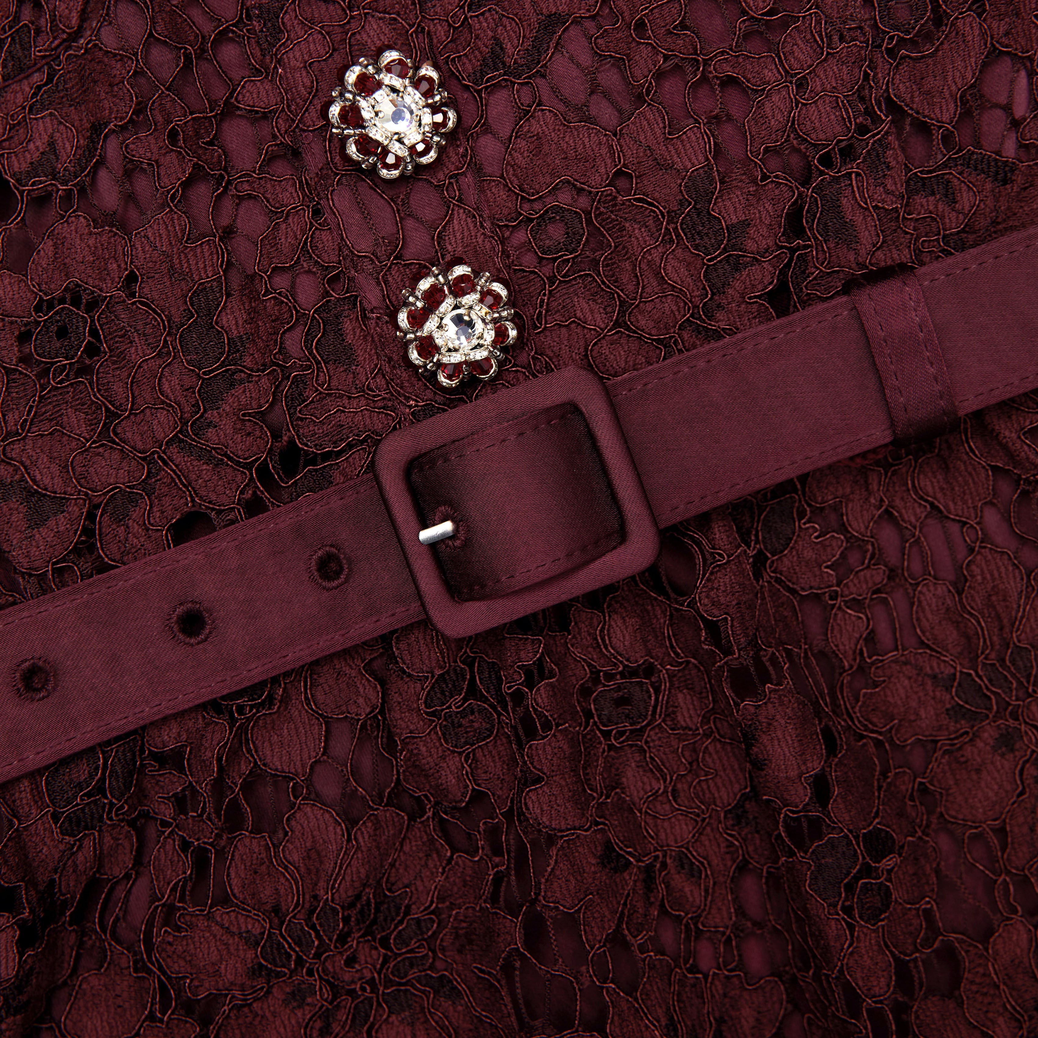 Burgundy Lace Satin Maxi Dress