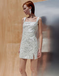 White Sequin Lace Mini Dress