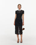 Black Lace Contrast Collar Midi Dress