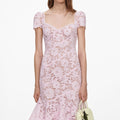 Pink Spiral Lace Midi Dress