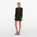 Black Lace Long Sleeve Mini Dress