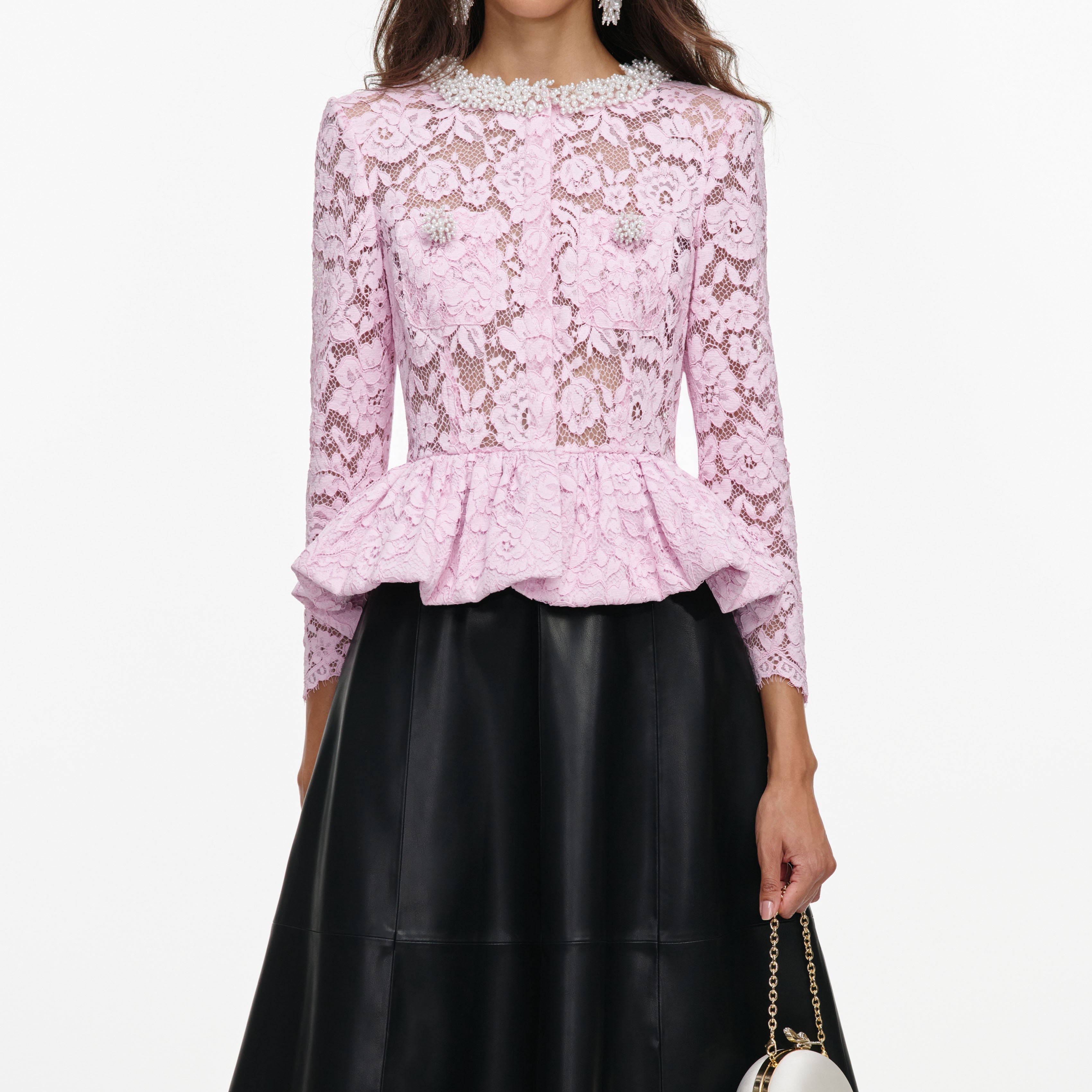 Pink Lace Peplum Top