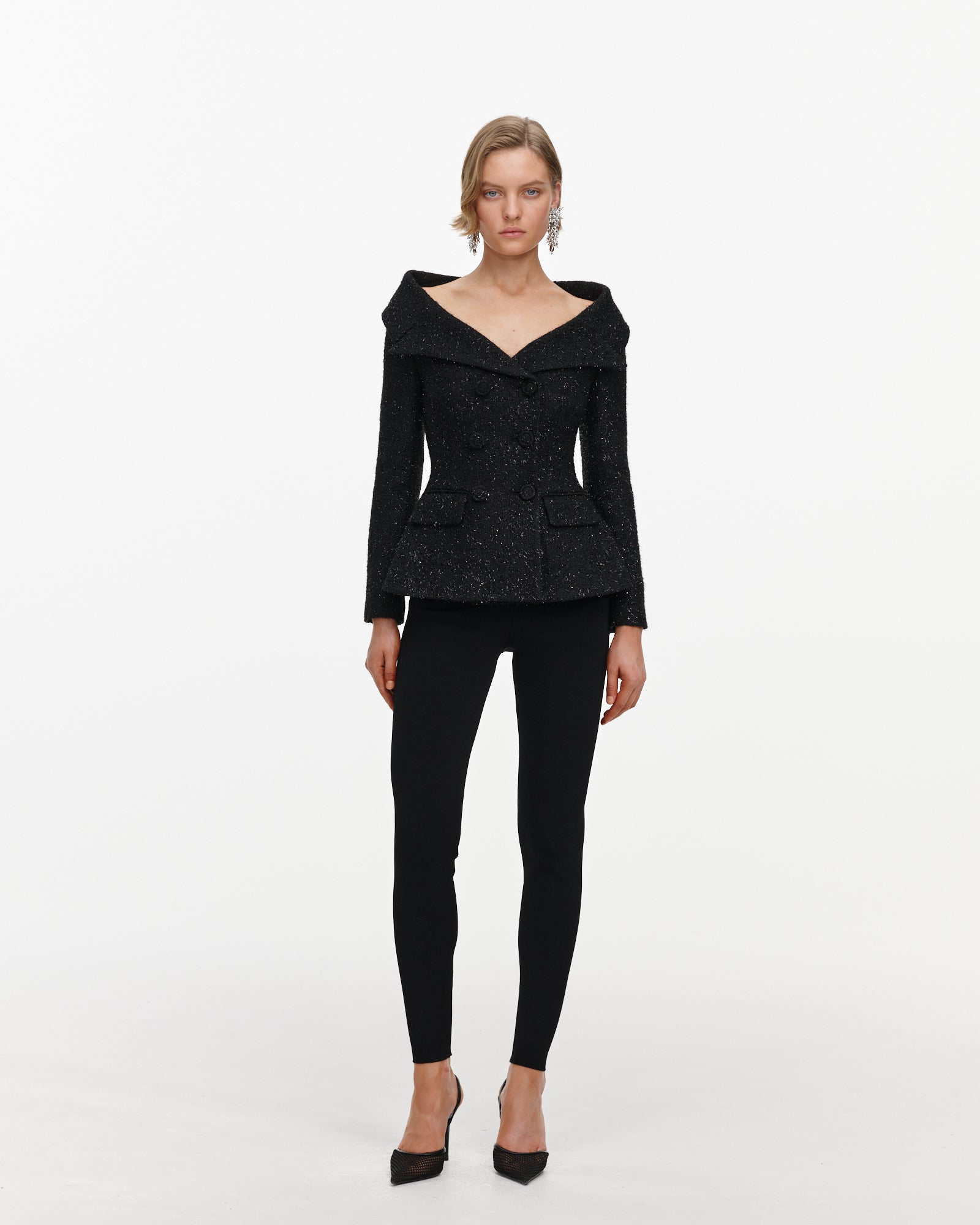 Black Metallic Boucle Jacket