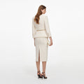 Cream Boucle Tailored Chain Midi Dress