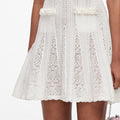 White Flower Trim Knit Mini Dress