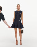 Navy Sleeveless Textured Knit Mini Dress