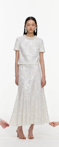 White Sequin Lace Top