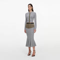 Grey Knit Khaki Denim Insert Midi Skirt