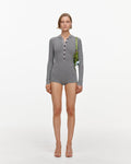 Grey Button Knit Playsuit