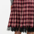 Burgundy Check Chiffon Midi Skirt