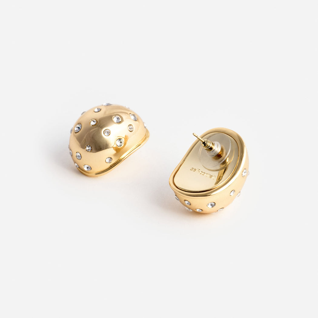 Gold Curved Crystal Earring