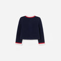 Navy Wool Frill Knit Cardigan