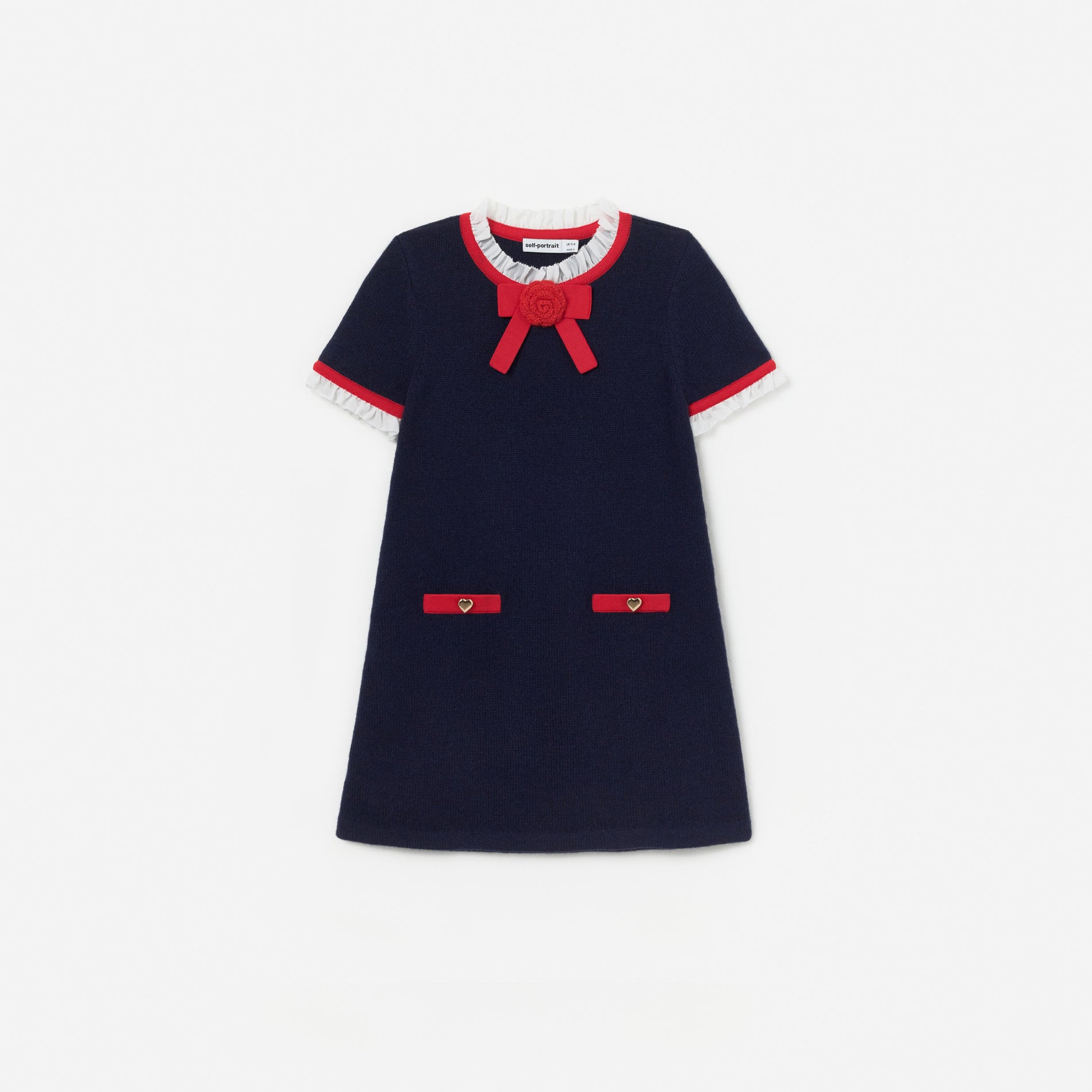 Navy Wool Frill Knit Dress