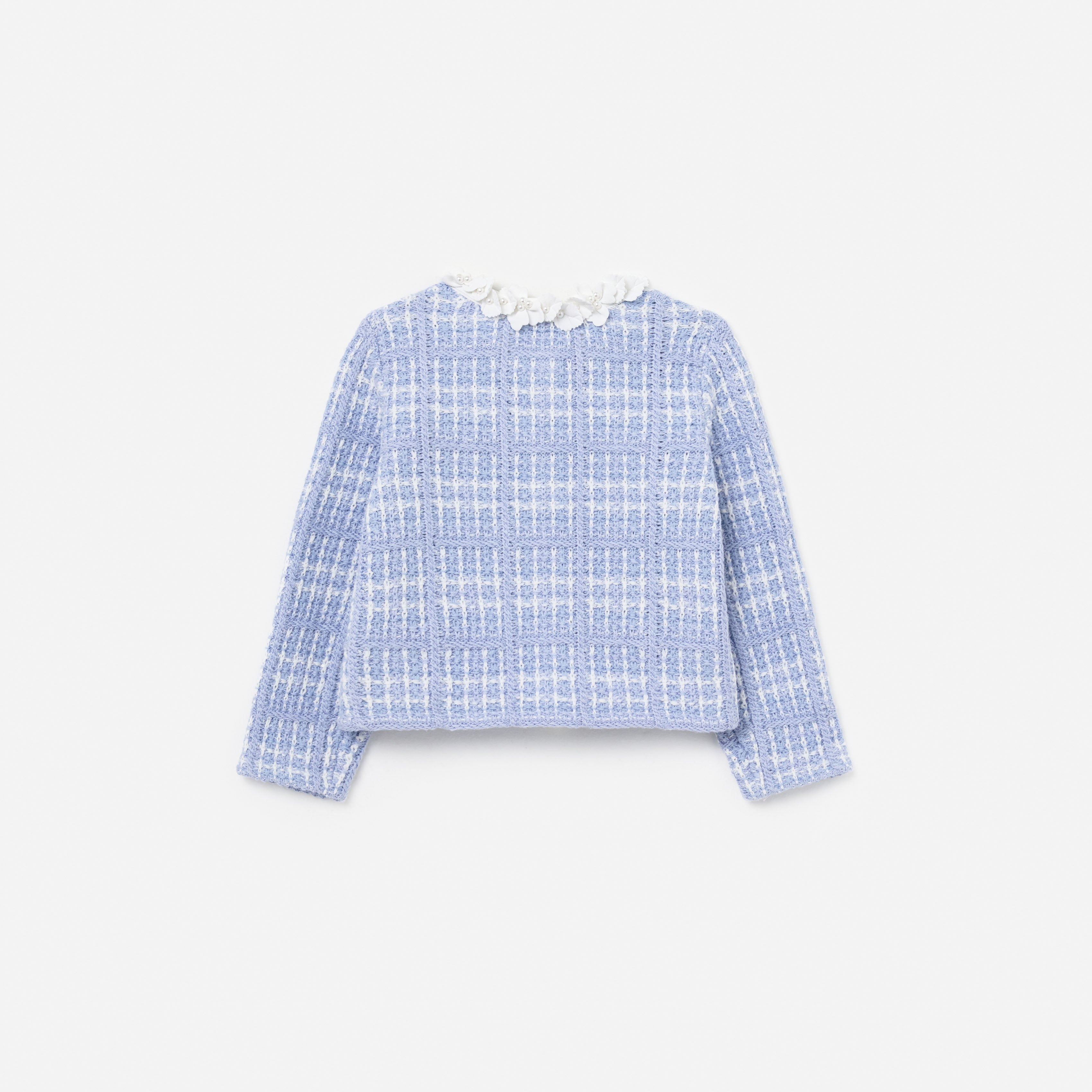 Blue Check Knit Cardigan