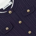 Navy Knit Taffeta Dress