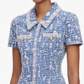 Blue Collared Textured Denim Mini Dress