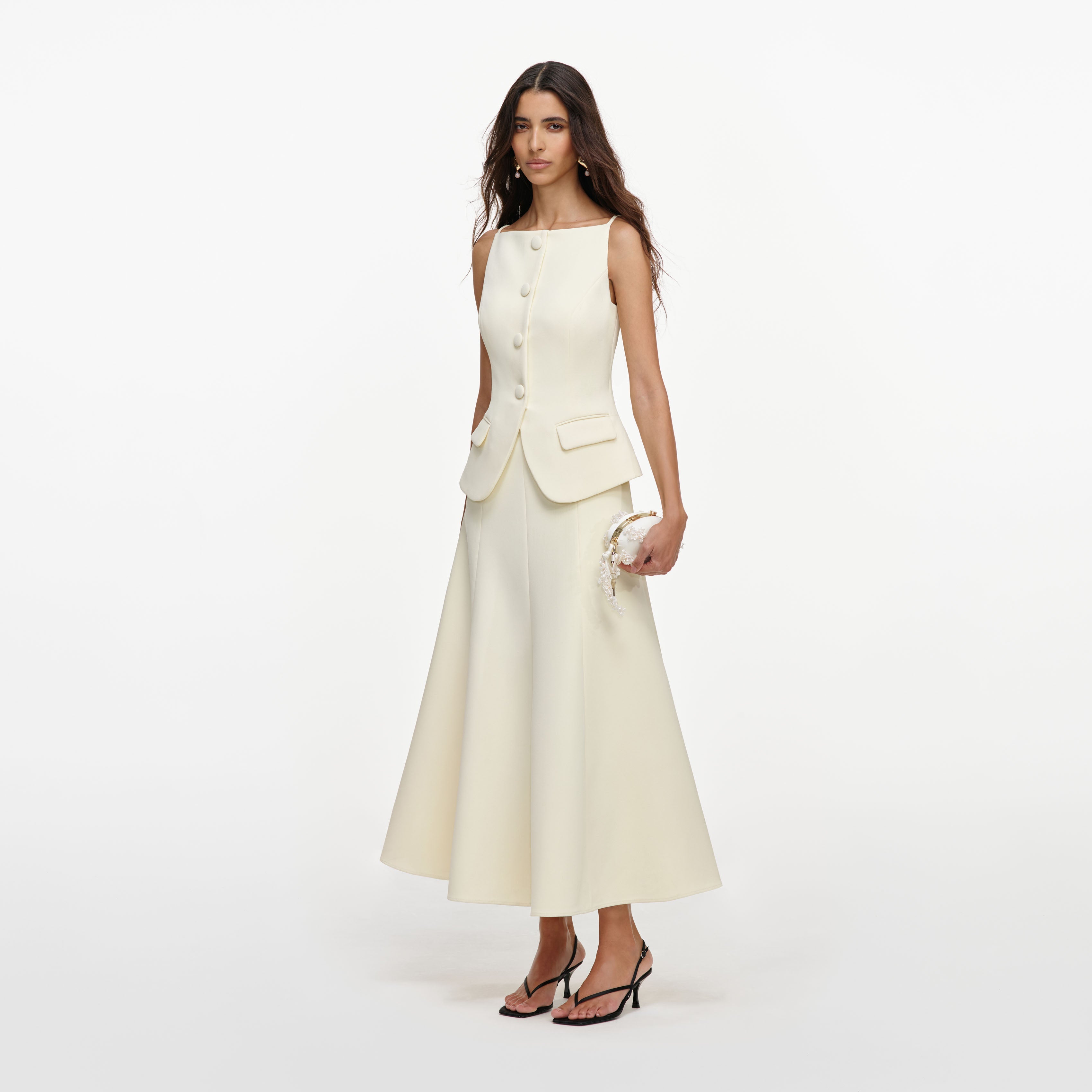 Yellow Crepe Peplum Midi Dress
